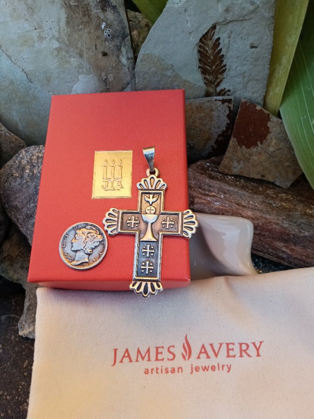 Retired James Avery Sterling Dove Cross w/Original Box
